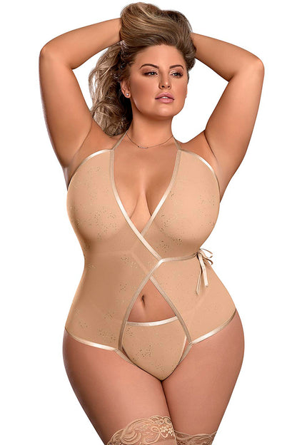 M170 Open Crotch Stirrup Teddy & Quick Release G-String Set
