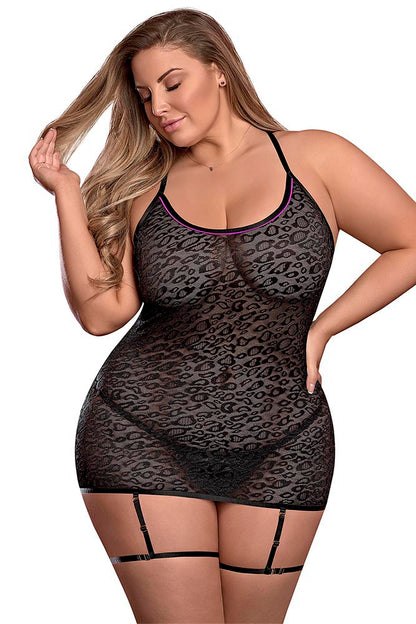 M180 Chemise w/ Removable Stirrup Garter & G-String