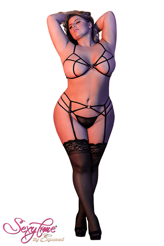 M191 Strappy Bra, Garter & G-Set w/ Rings