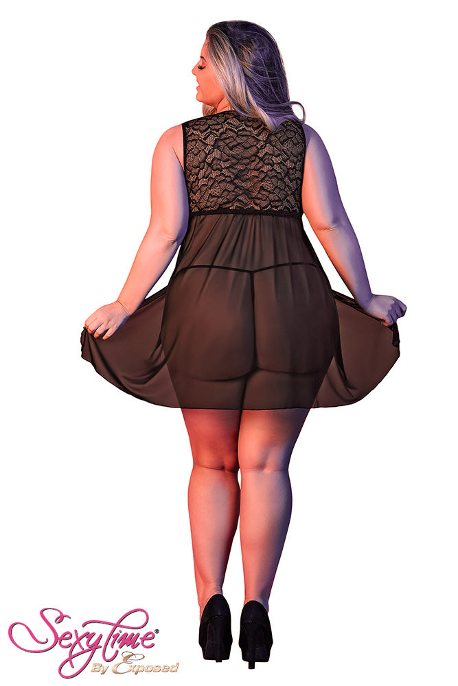 M194 Fly Away Baby Doll & G-String Set - Back View