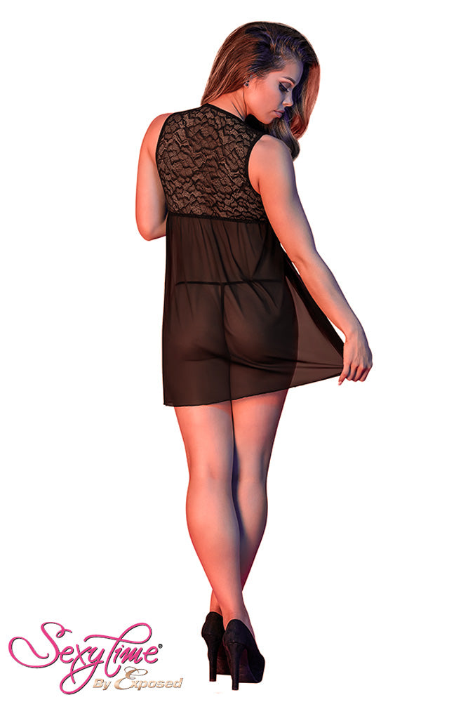 M194 Fly Away Baby Doll & G-String Set - Back View