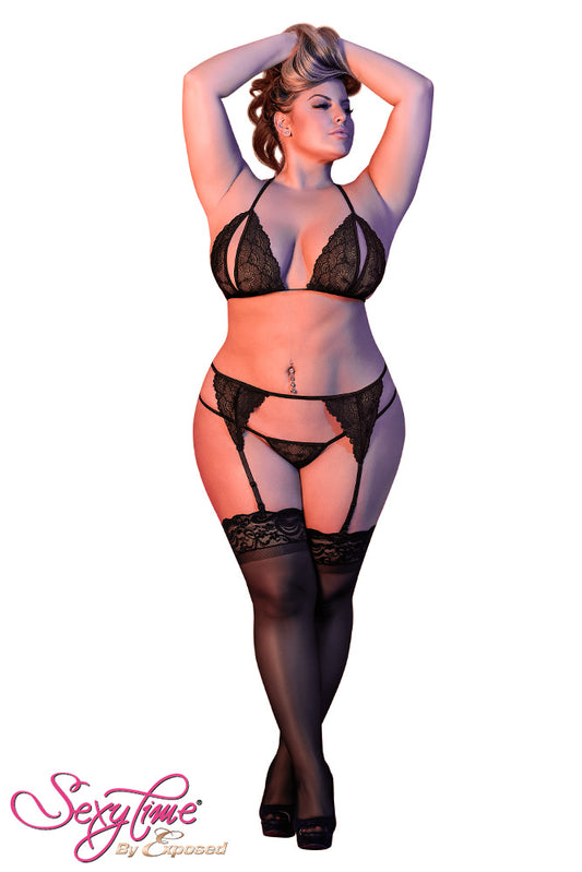 M200 Peek-a-Boo Bra, Garter & G-Set