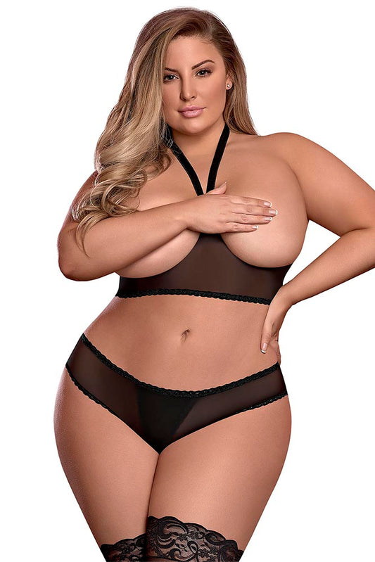 M225 Cupless Bra & Crotchless Panty Set