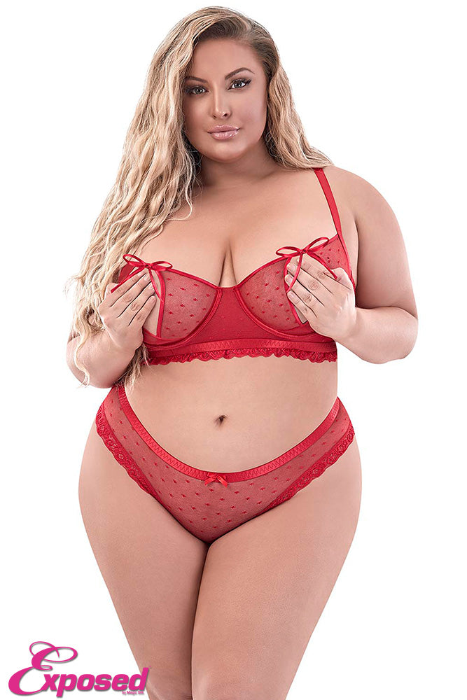 M232 Bra & Split Back Crotchless Panty Set