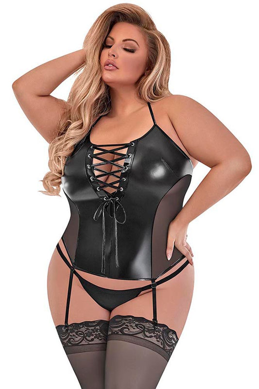 M234 Lace Up Merry Widow & G-Set