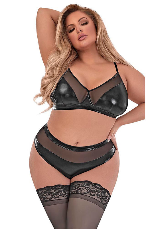 M236 Bralette & Crotchless High Waist Panty