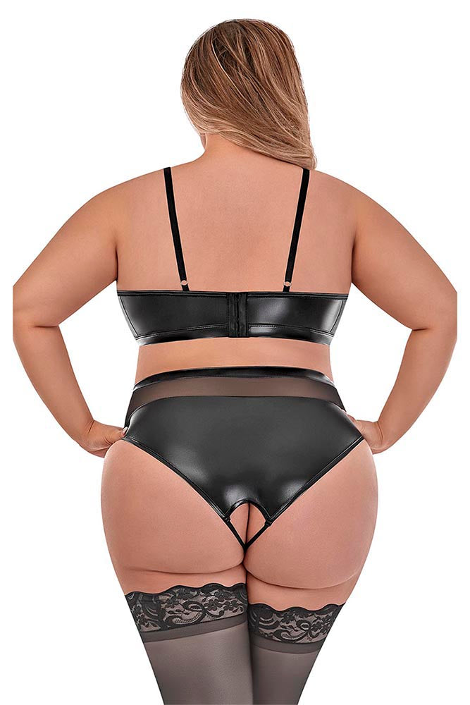 M236 Bralette & Crotchless High Waist Panty - Back View