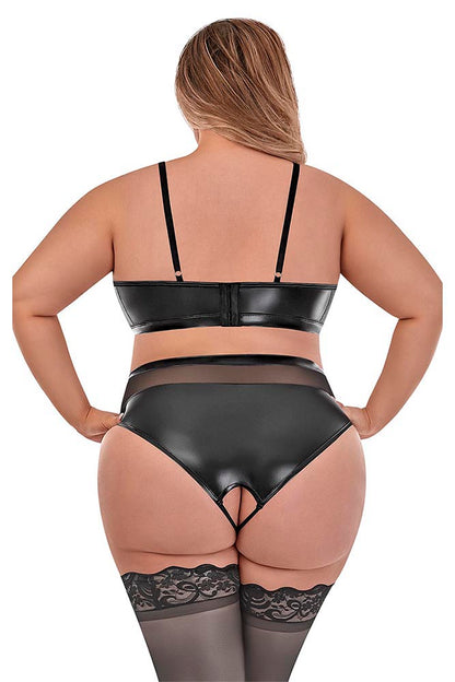 M236 Bralette & Crotchless High Waist Panty - Back View