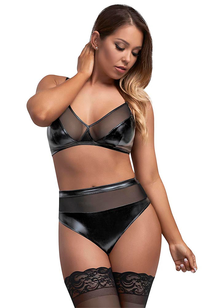 M236 Bralette & Crotchless High Waist Panty