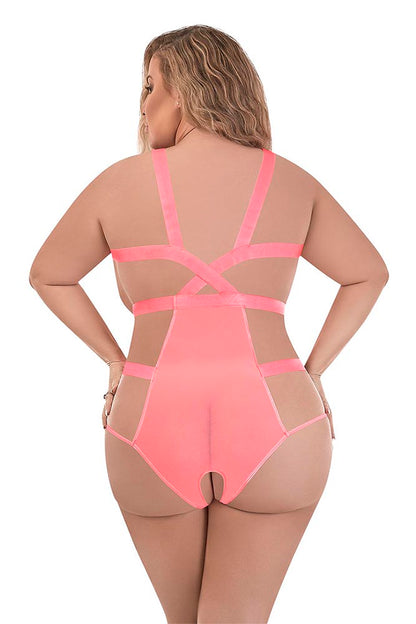 M243 Cupless & Crotchless Strap Teddy - Back View