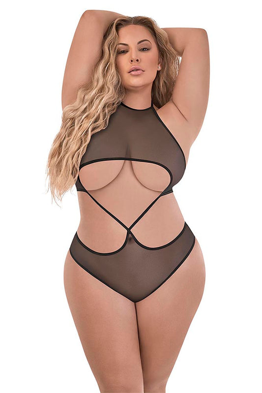 M244 Crotchless Underboob Teddy w/Split Back