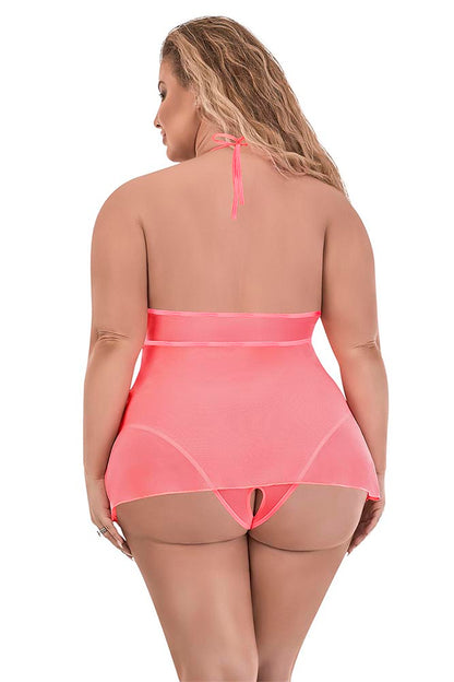 M245 Crotchless Baby Doll Teddy - Back View