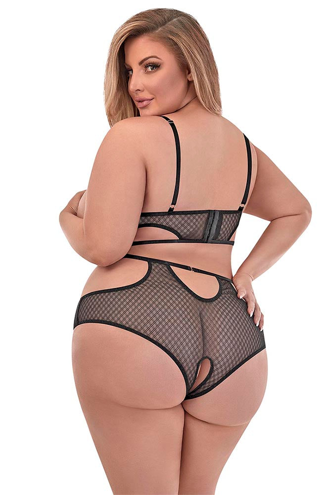 M249 Cupless Bra & Crotchless Panty Set - Back View