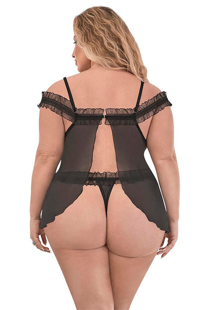 M251 Fly Away Baby Doll & Split Crotch Thong - Back View