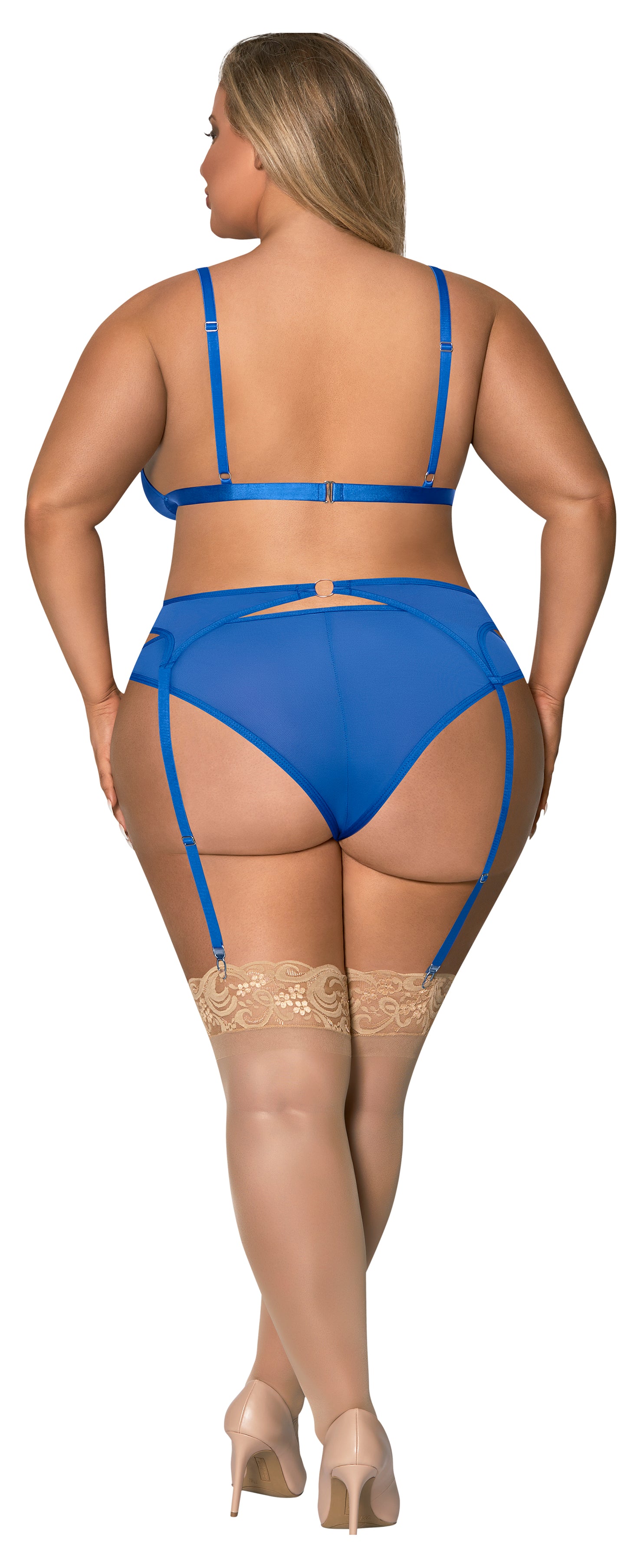 M260 Bra, Garter & Rouched Panty - Back View