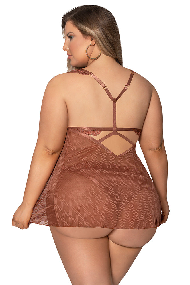 M274 Fly Away Baby Doll & Thong Set - Back View