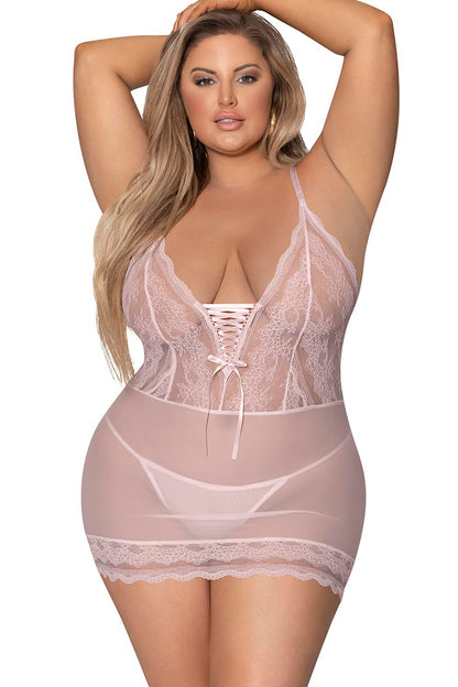 M280 Lace Up Chemise & G-Set