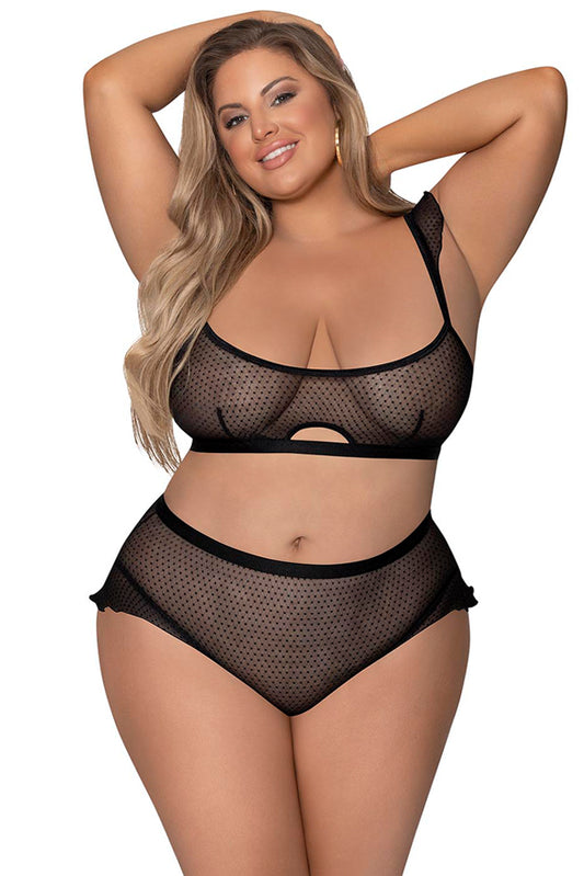 M284 Flutter Sleeve Keyhole Bralette & Panty Set