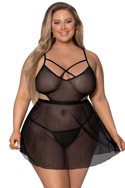 M287 Baby Doll & Crotchless Panty Set