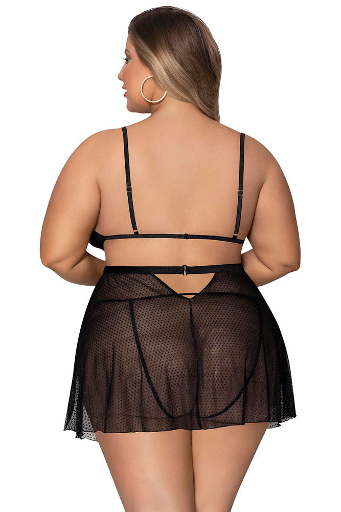 M287 Baby Doll & Crotchless Panty Set - Back View