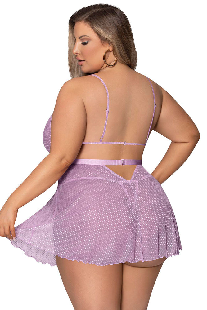 M287 Baby Doll & Crotchless Panty Set - Back View
