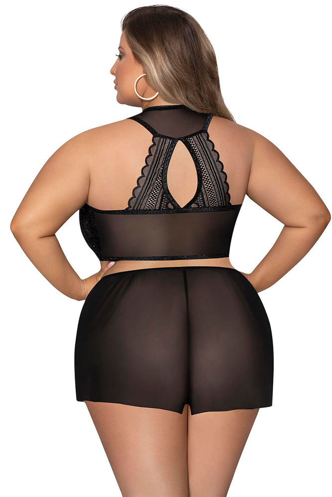 M292 Tie Front Halter & Tap Pant - Back View