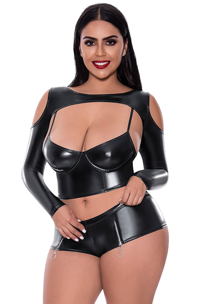 M325 Camisole, Long Sleeve Shrug & Short set