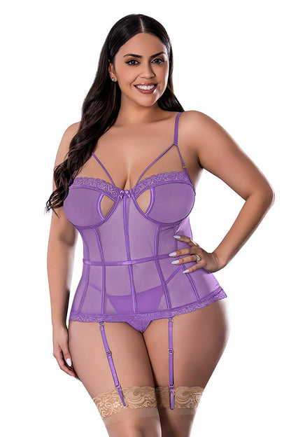 M335 Keyhole Basque & Crotchless G-String