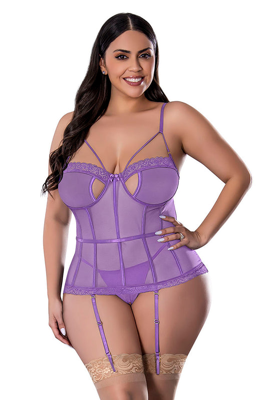M335 Keyhole Basque & Crotchless G-String
