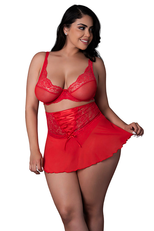 M397 Bralette, Cincher Skirt & Thong Set