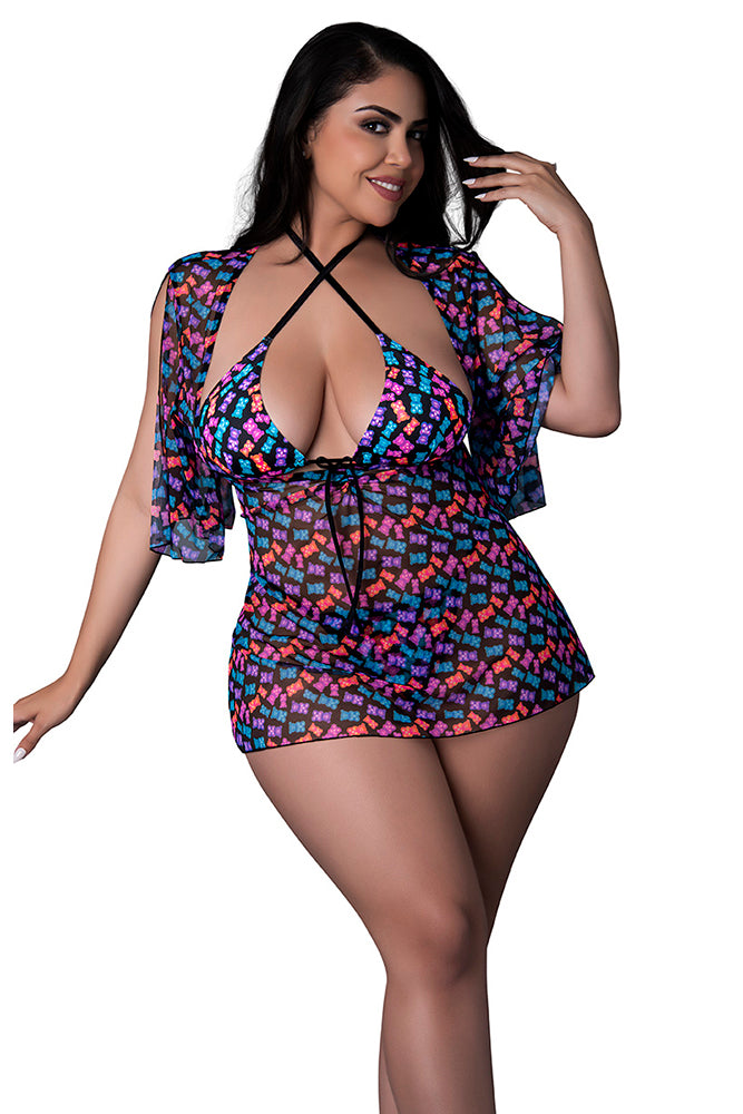 M406 Halter Bra, Thong & Dress Set