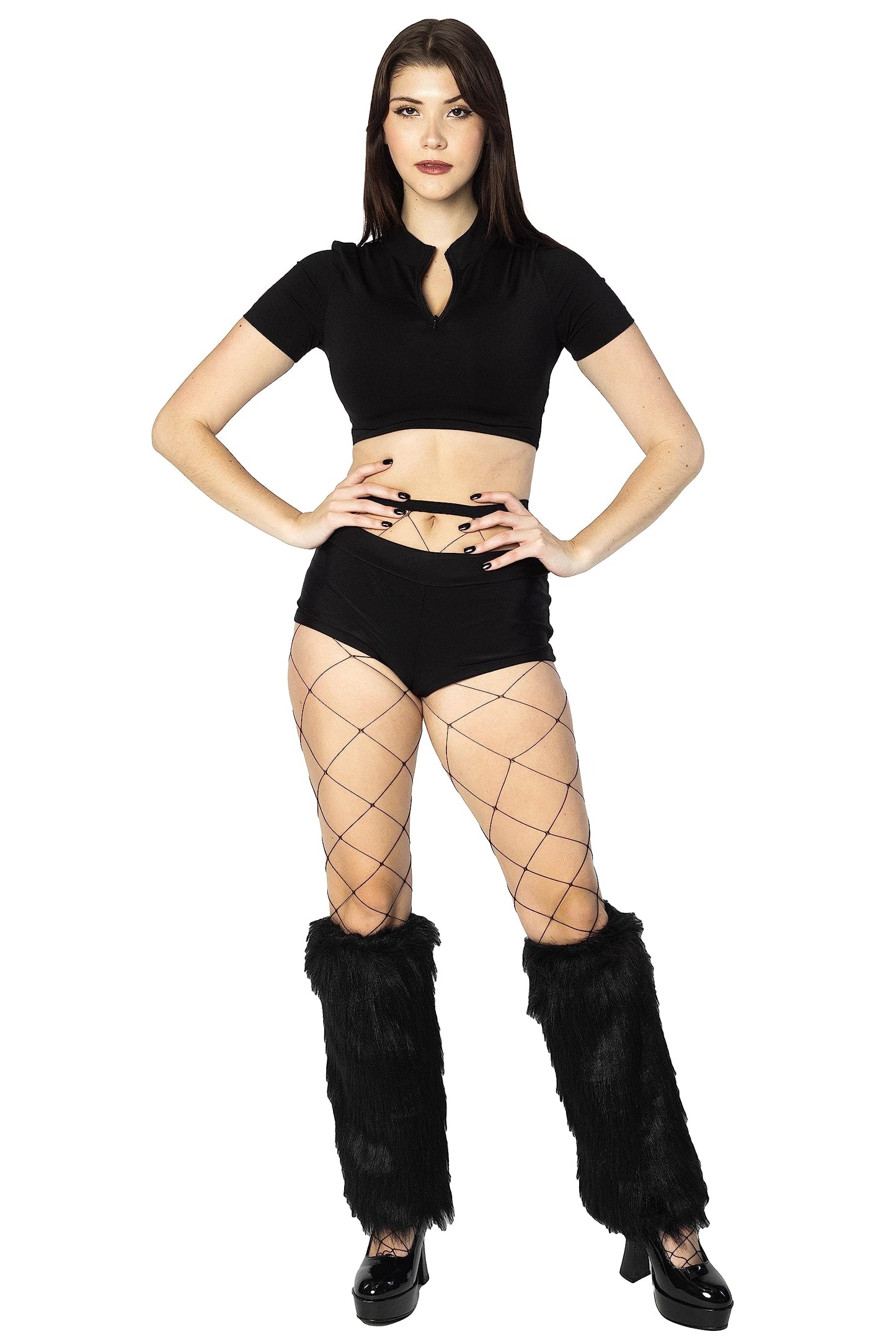 Women's Boot Cuff Cover for Party Costumes Furry Festival Leg Warmers, Black