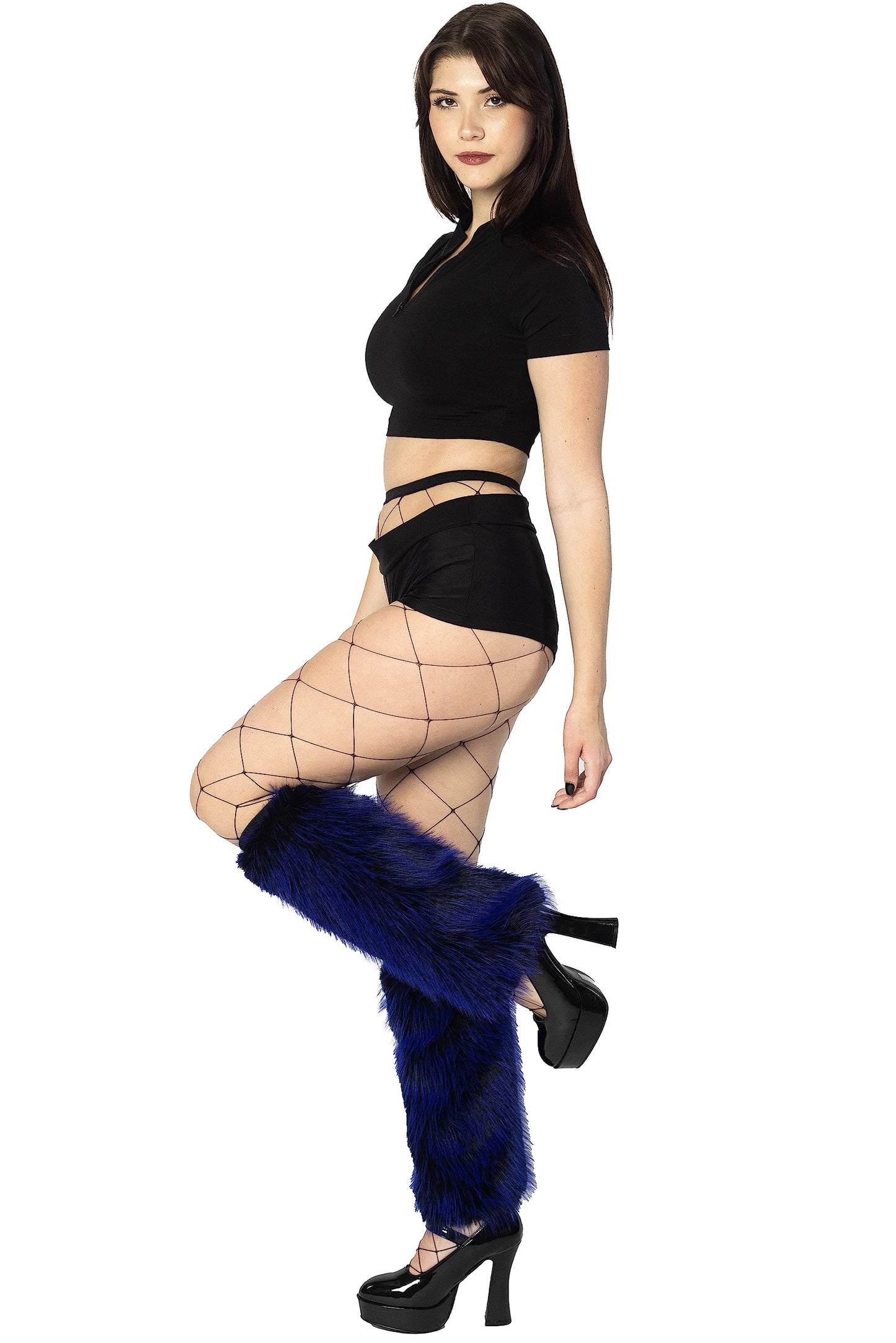 Women's Boot Cuff Cover for Party Costumes Furry Festival Leg Warmers, Blue