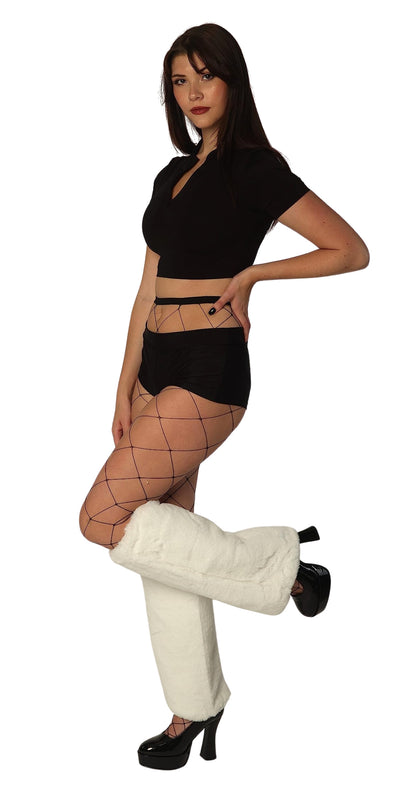 Women's Boot Cuff Cover for Party Costumes Furry Festival Leg Warmers, White