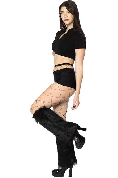 Women's Boot Cuff Cover for Party Costumes Furry Festival Leg Warmers, Black