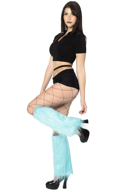 Women's Boot Cuff Cover for Party Costumes Furry Festival Leg Warmers, Turquoise