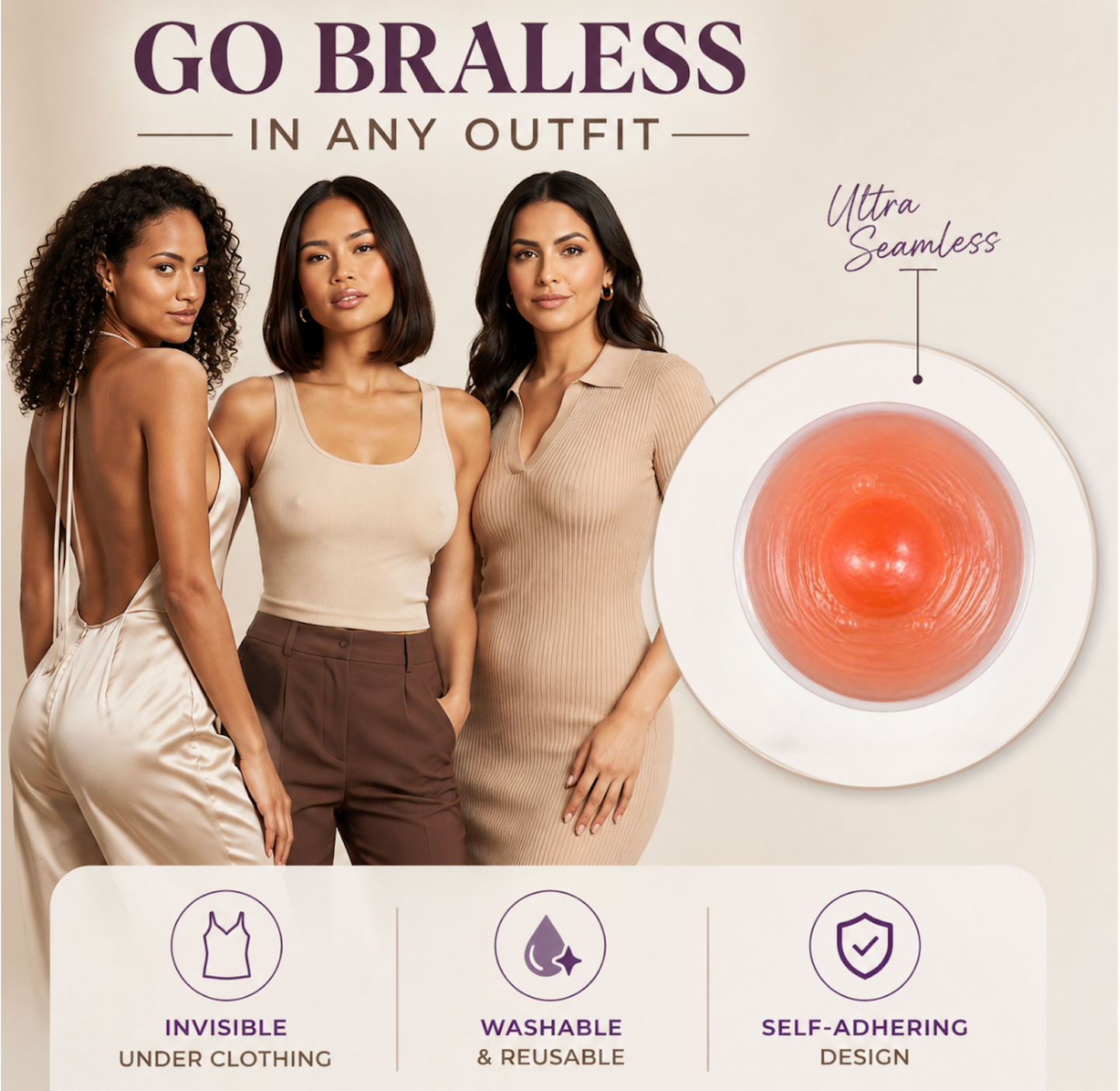 Silicone Attachable Reusable Nipples, Natural Look Stick-On Prosthetic Nipples