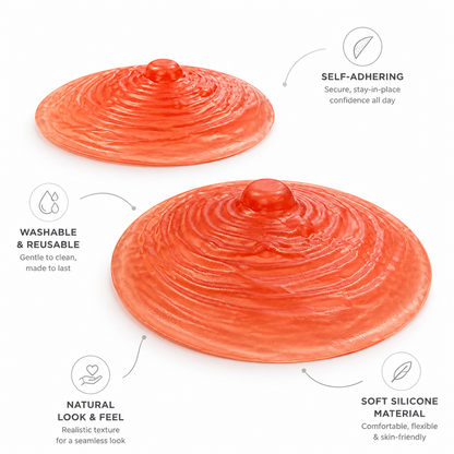 Silicone Attachable Reusable Nipples, Natural Look Stick-On Prosthetic Nipples