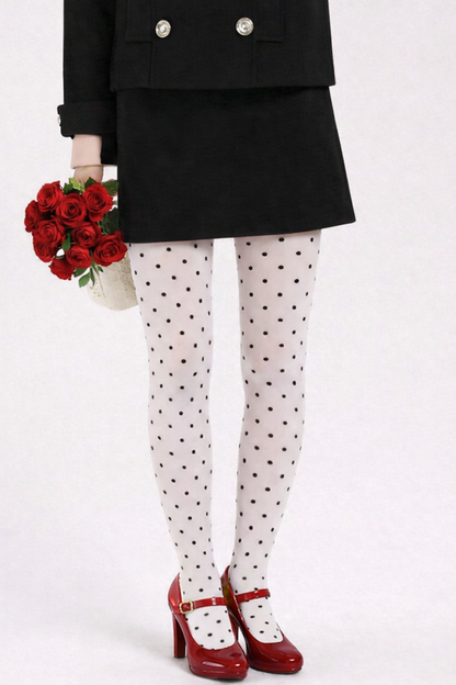 Envy Body Shop Womens Opaque Sheer Polka Dot Pantyhose