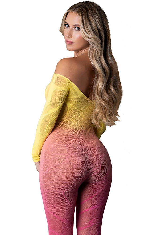 S184 Long Sleeve Body Stocking - Back View