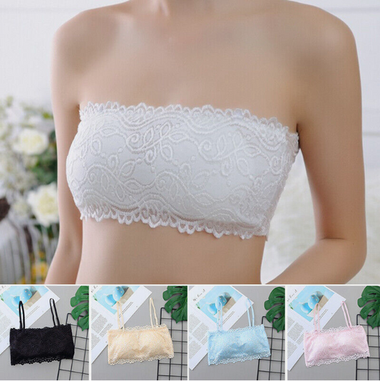 Envy Body Shop Sexy Lace Tube Top Bandeau Crop Stretch Strapless Bra