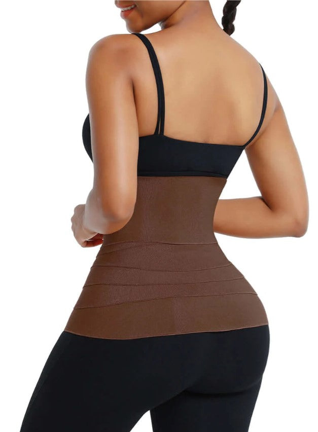 Tummy Wrap Compression Band Black Latex Waist Trimmer Trainer Belt