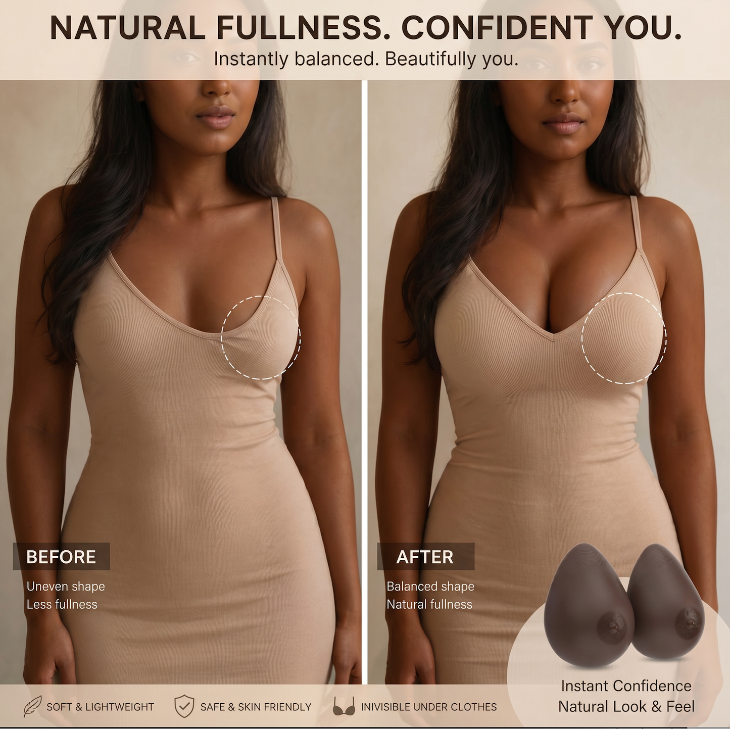 Envy Body Shop Realistic Brown Silicone Breast Forms Prosthetic