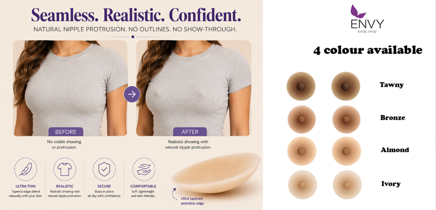 Amolux Self-Adhesive Silicone Nipples | Attachable Realistic Nipples for Breast Forms & Natural Look