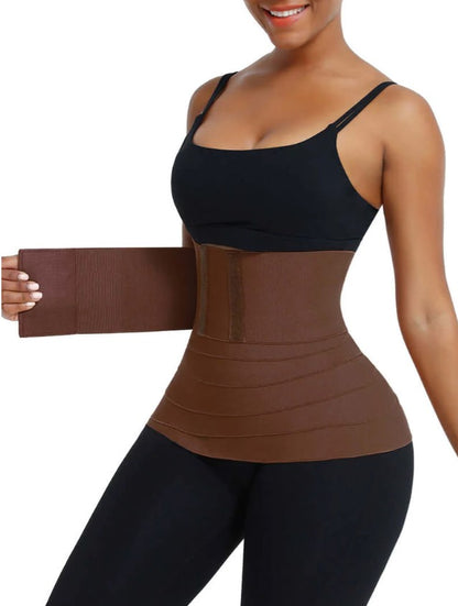 Tummy Wrap Compression Band Black Latex Waist Trimmer Trainer Belt