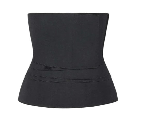 Tummy Wrap Compression Band Black Latex Waist Trimmer Trainer Belt