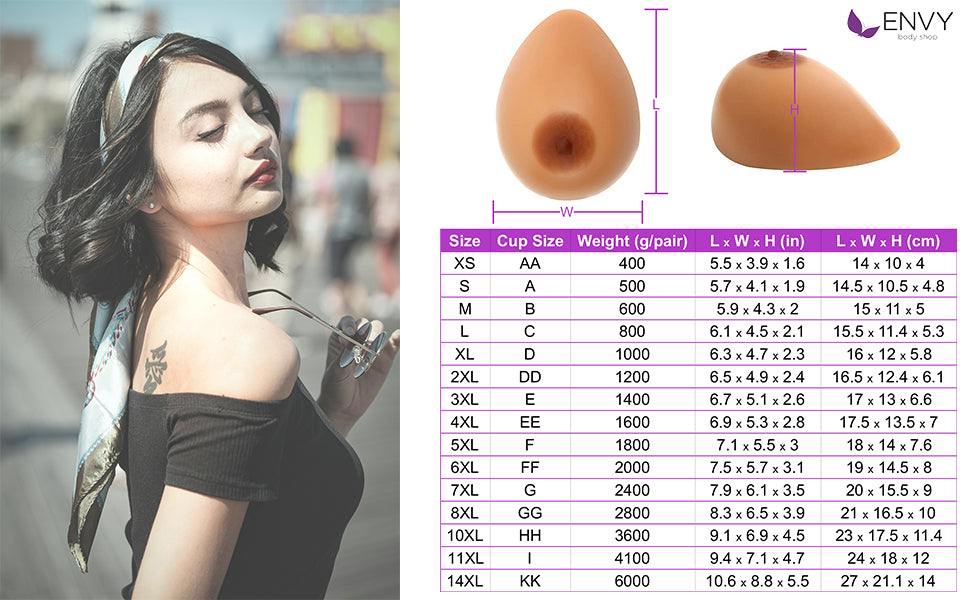 Envy Body Shop Silicone Breast Forms with Adhesive
