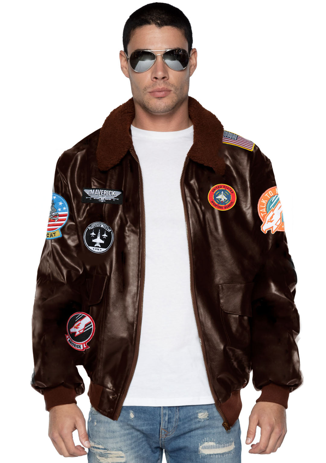 Leg Avenue Top Gun: Maverick Bomber Jacket, Brown,