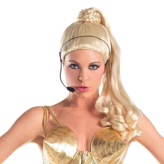 90s Diva Wig with Headset Costume Accessory