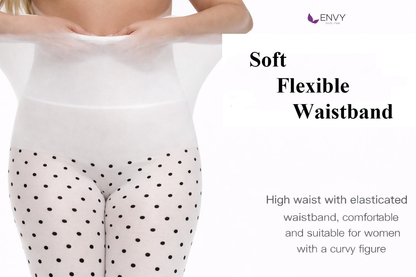 Envy Body Shop Womens Opaque Sheer Polka Dot Pantyhose